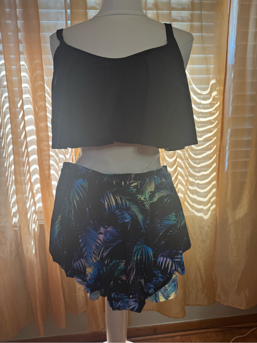 torrid Black Swim Set with Blue and Green Tropical Accents